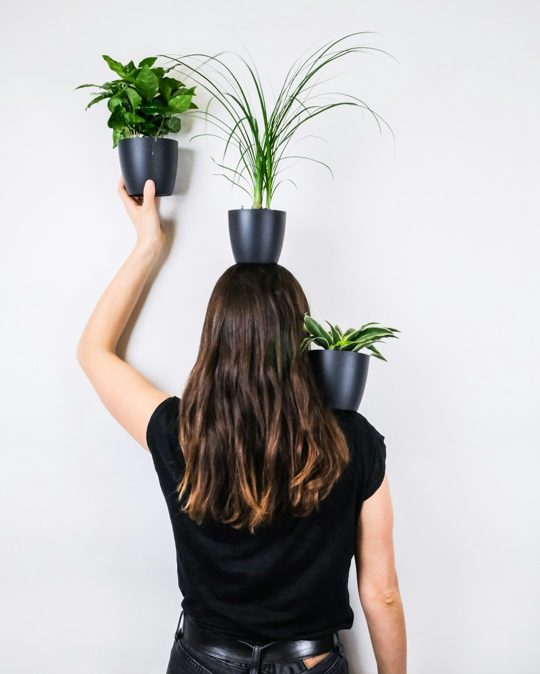 woman watering houseplants